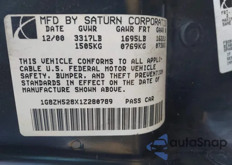 2001 Saturn Sl1 from USA, damaged, VIN 1G8ZH528X1Z280789